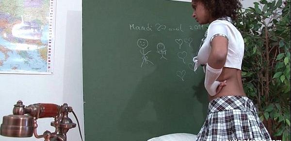  Amateur black student banged by the priest in a classroom